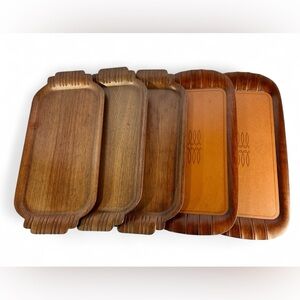 1930-40s Toastmaster Hospitality Lap Trays set of 5, Bentwood-leather veneer
